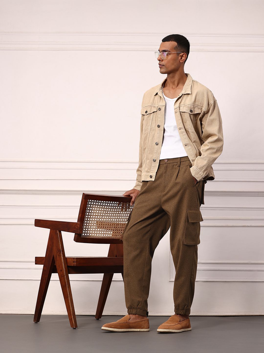 Mr Bowerbird Men Oversized Fit Pleated Cargos