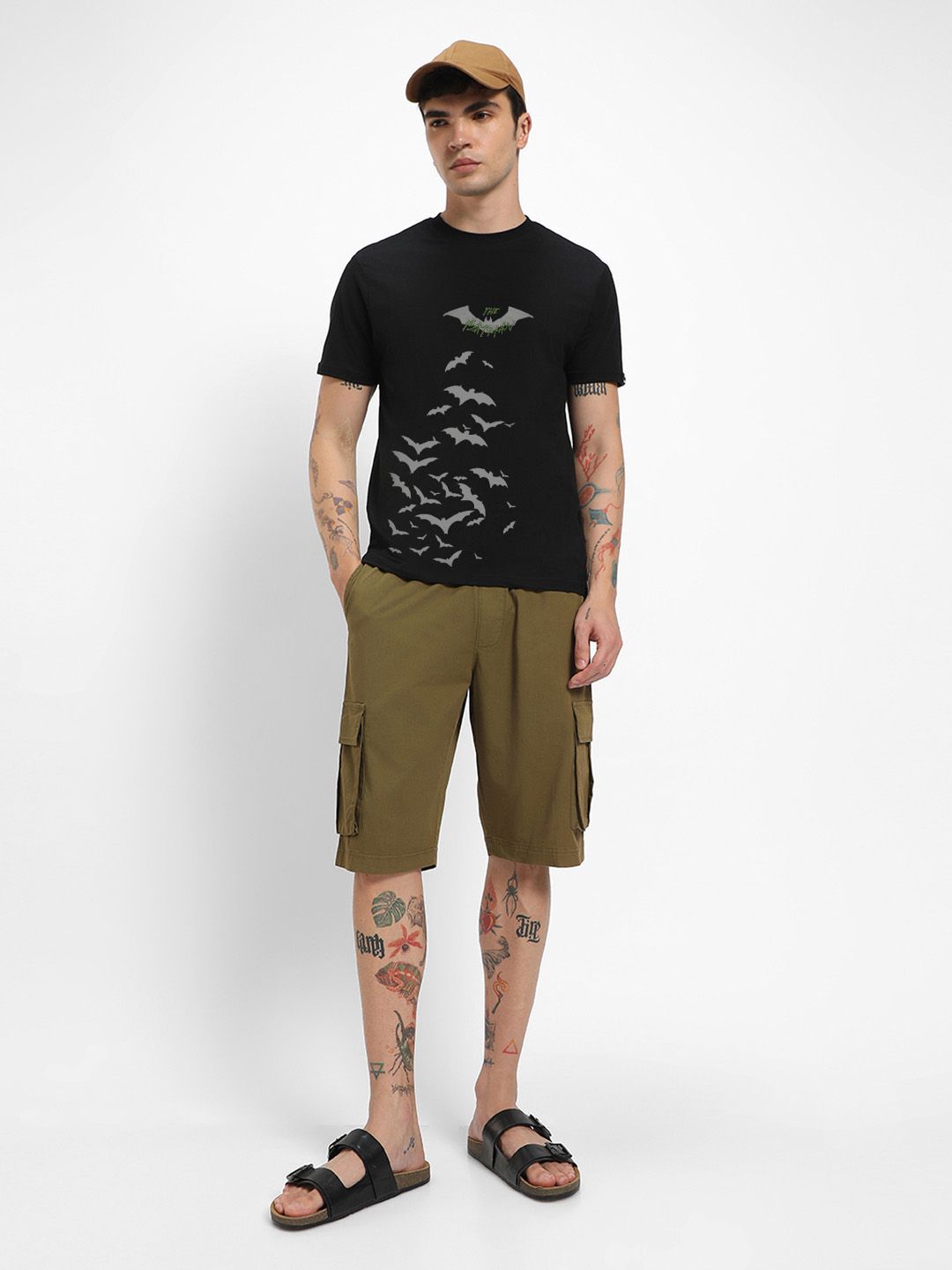 Bewakoof Lelaki Hitam Batman Bercetak T-Shirt Kapas Murni