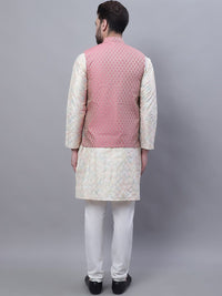 SOJANYA Embroidered Mandarin Collar Kurta with Pyjamas & Nahru Jacket