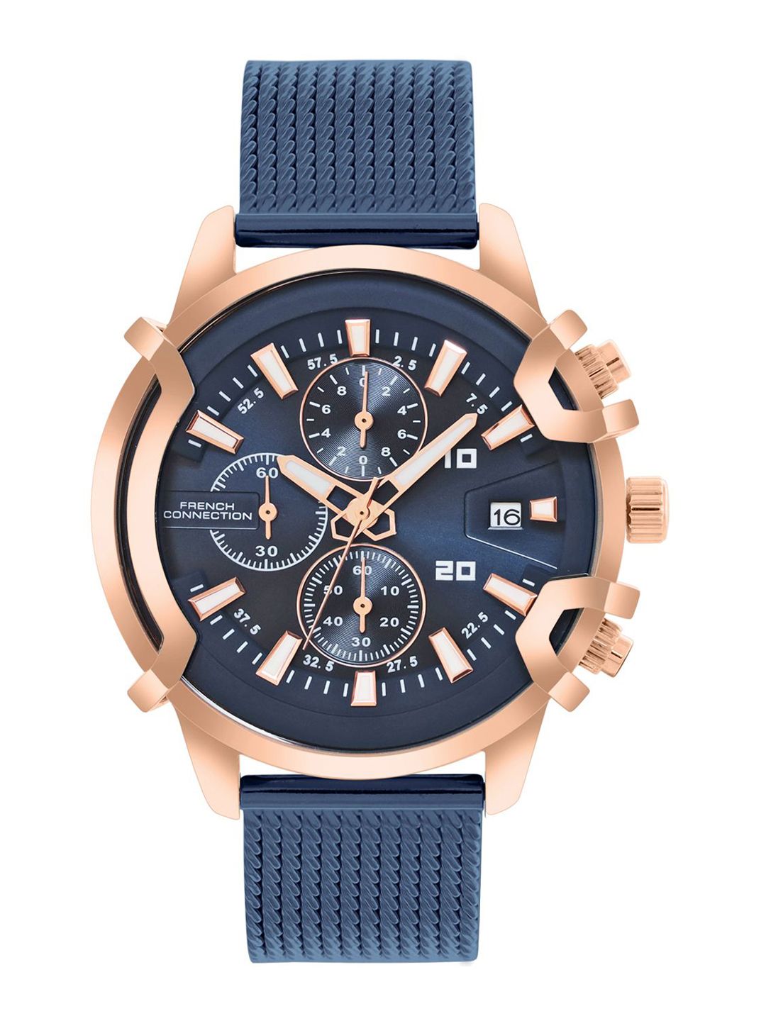 French Connection Men Stainless Steel Bracelet Straps Chronograph Watch FCH003UM