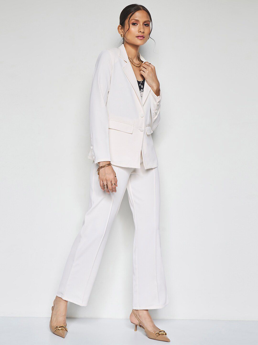 AND Shirt Collar Long Sleeves Top With Trouser