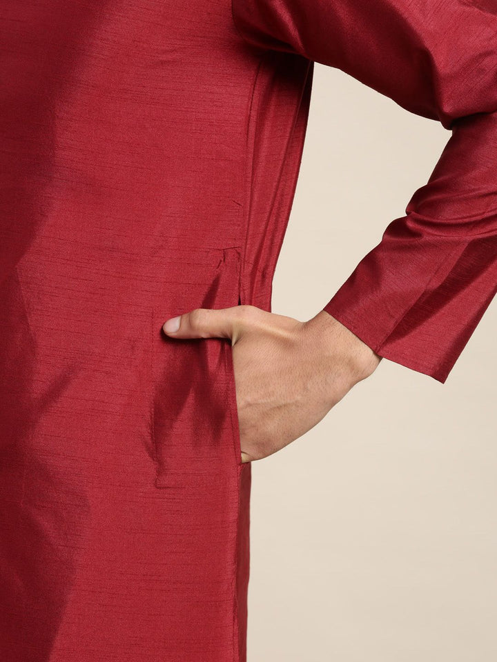 SOJANYA Mandarin Collar Straight Kurta with Pyjamas with Woven Design Nehru Jacket