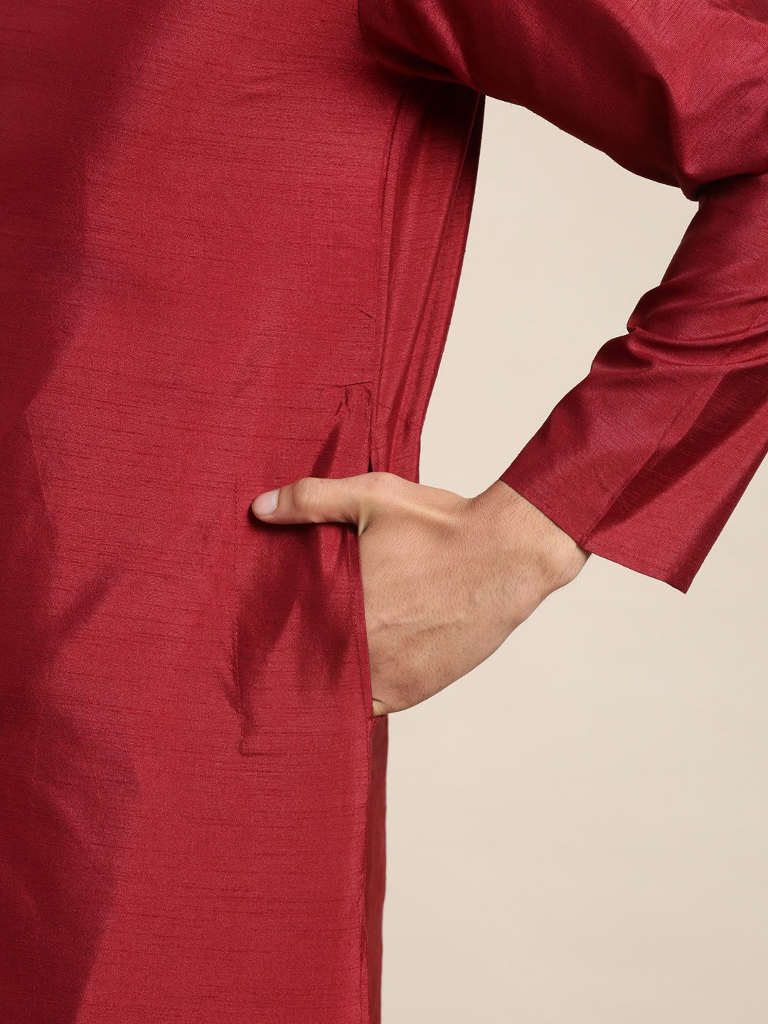 SOJANYA Mandarin Collar Straight Kurta with Pyjamas with Woven Design Nehru Jacket