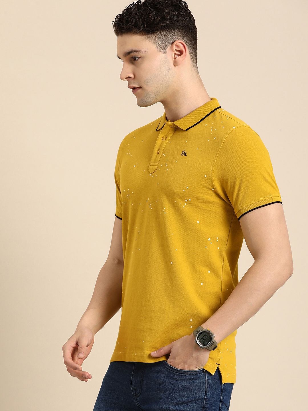 Being Human Printed Polo Collar Pure Cotton T-shirt