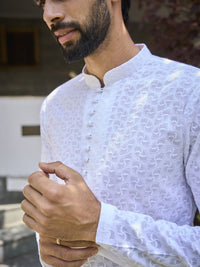 See Designs Embroidered Mandarin Collar Regular Pure Cotton Kurta with Salwar
