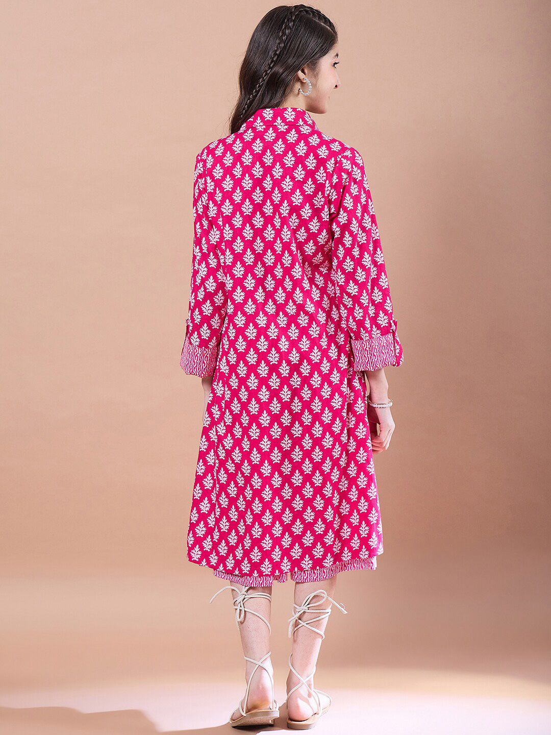 pspeaches Girls Ethnic Motifs Print A-Line Cotton Midi Dress