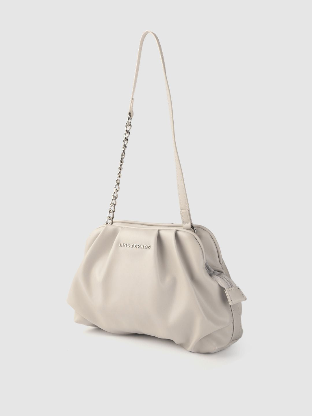 Lino Perros Off White PU Structured Shoulder Bag