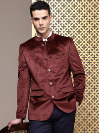 House of Pataudi Velvet Finish Jashn Party Bandhgala Blazers