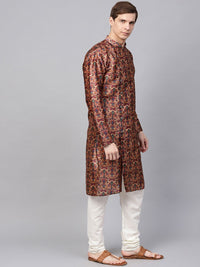 SOJANYA Men Maroon Printed Straight Kurta