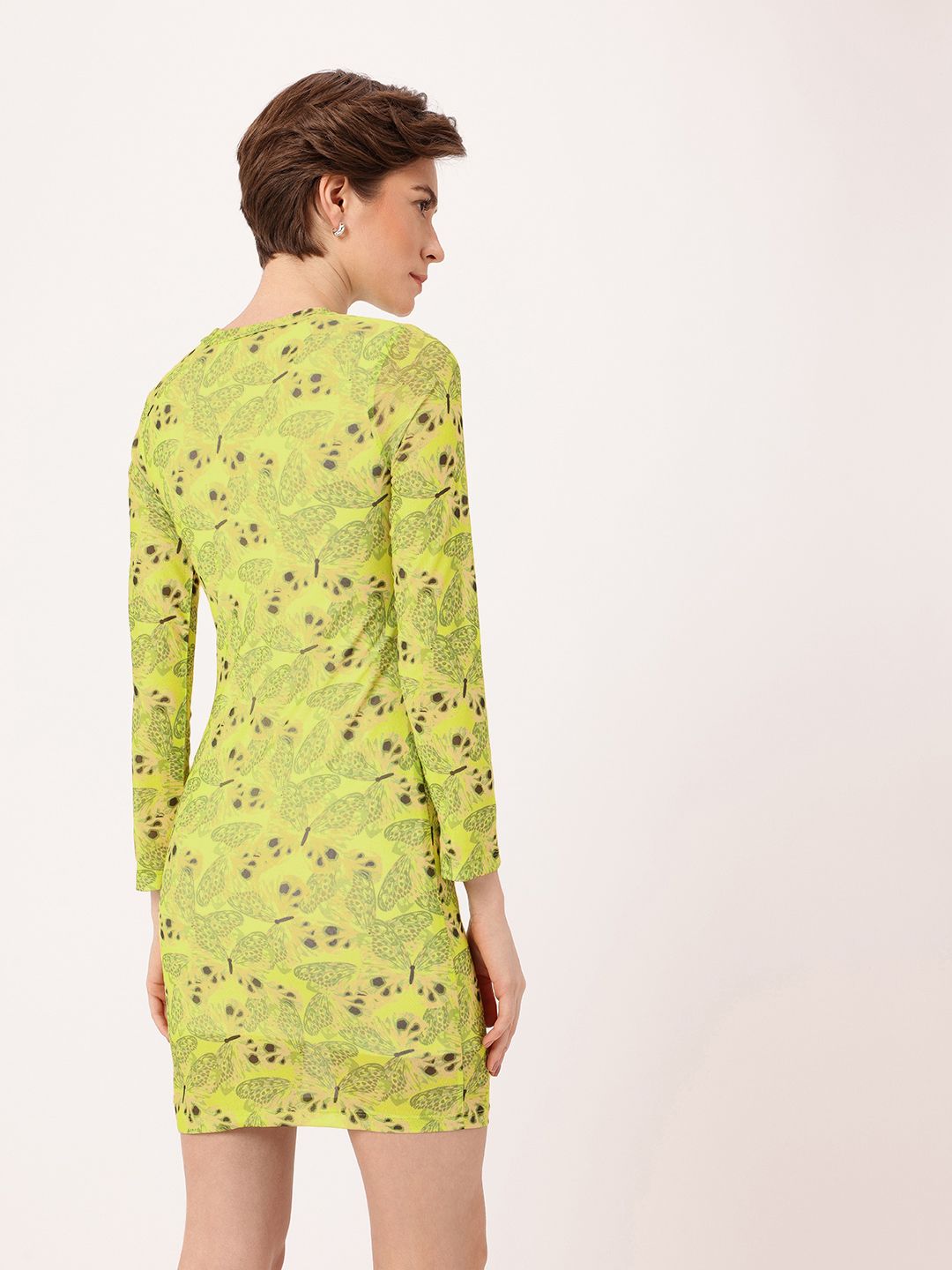 DressBerry Girly Glam Printed Soft Net Mini Sheath Dress