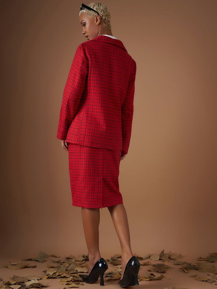 SASSAFRAS Red Checked Single-Breasted Blazer