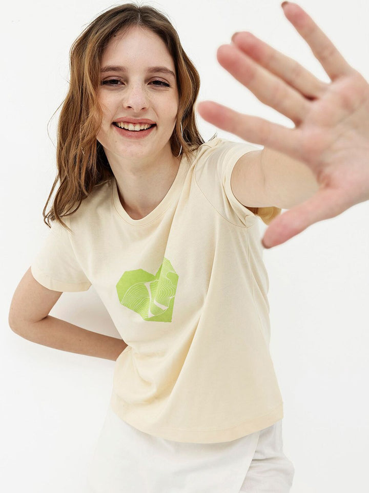 RAREISM Round Neck Typography Printed Drop-Shoulder Sleeves Cotton T-shirt