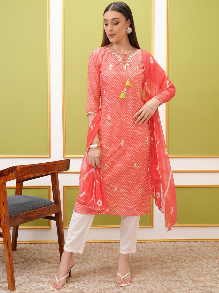 Vishudh Floral Printed Regular Pure Cotton Kurta with Trousers & With Dupatta