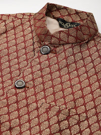 SOJANYA Mandarin Collar Regular Kurta With Churidar & Nehru Jacket