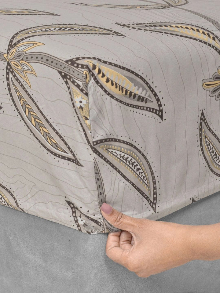 Moda Rapido X KLOTTHE Beige & Brown Floral 300 TC Cadar Katil King dengan 2 Sarung Bantal