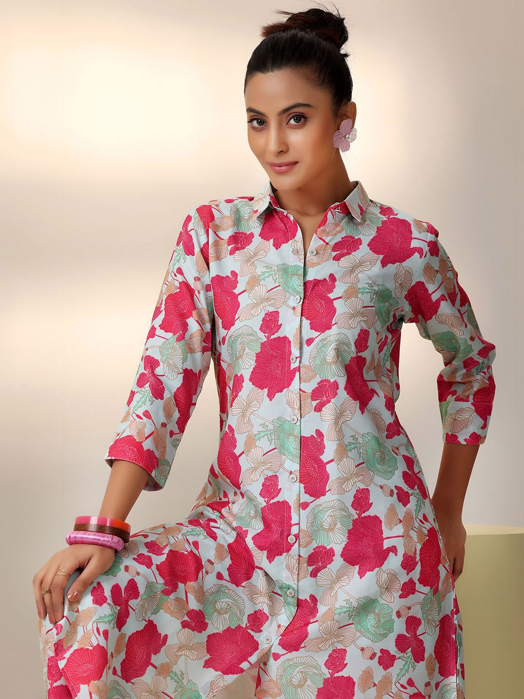 Libas Floral Printed Shirt With Trouser