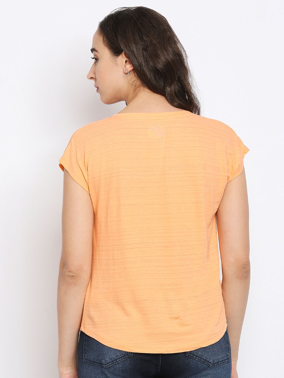 Being Human Women Orange Printed Extended Sleeves Cotton T-shirt