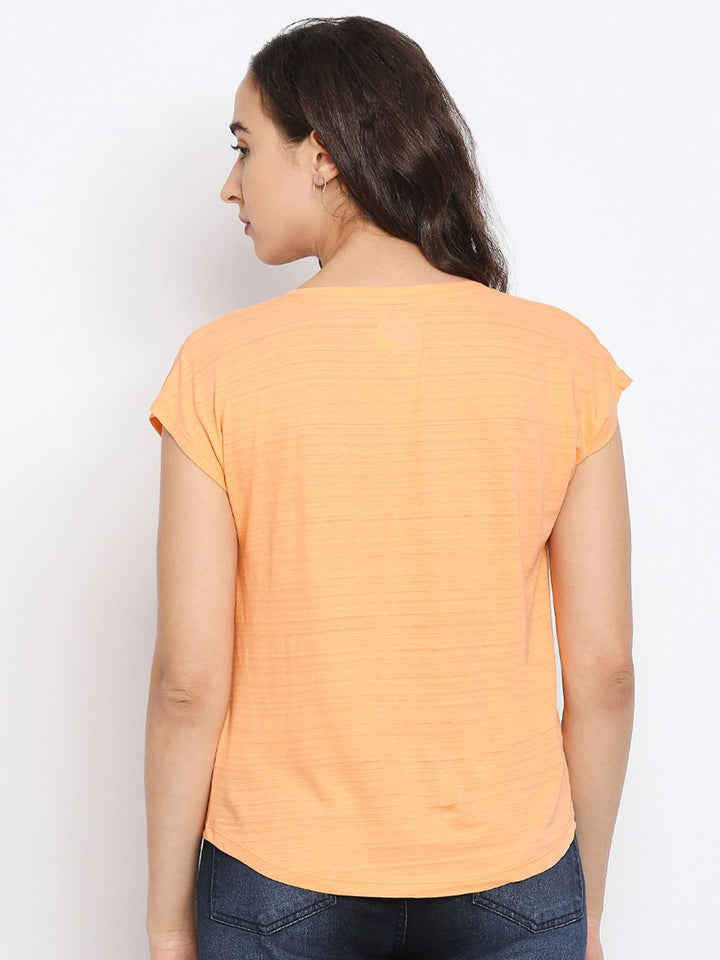 Being Human Women Orange Printed Extended Sleeves Cotton T-shirt