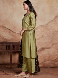 KALINI Ethnic Motifs Yoke Design Chanderi Silk Straight Kurta With Palazzos & Dupatta