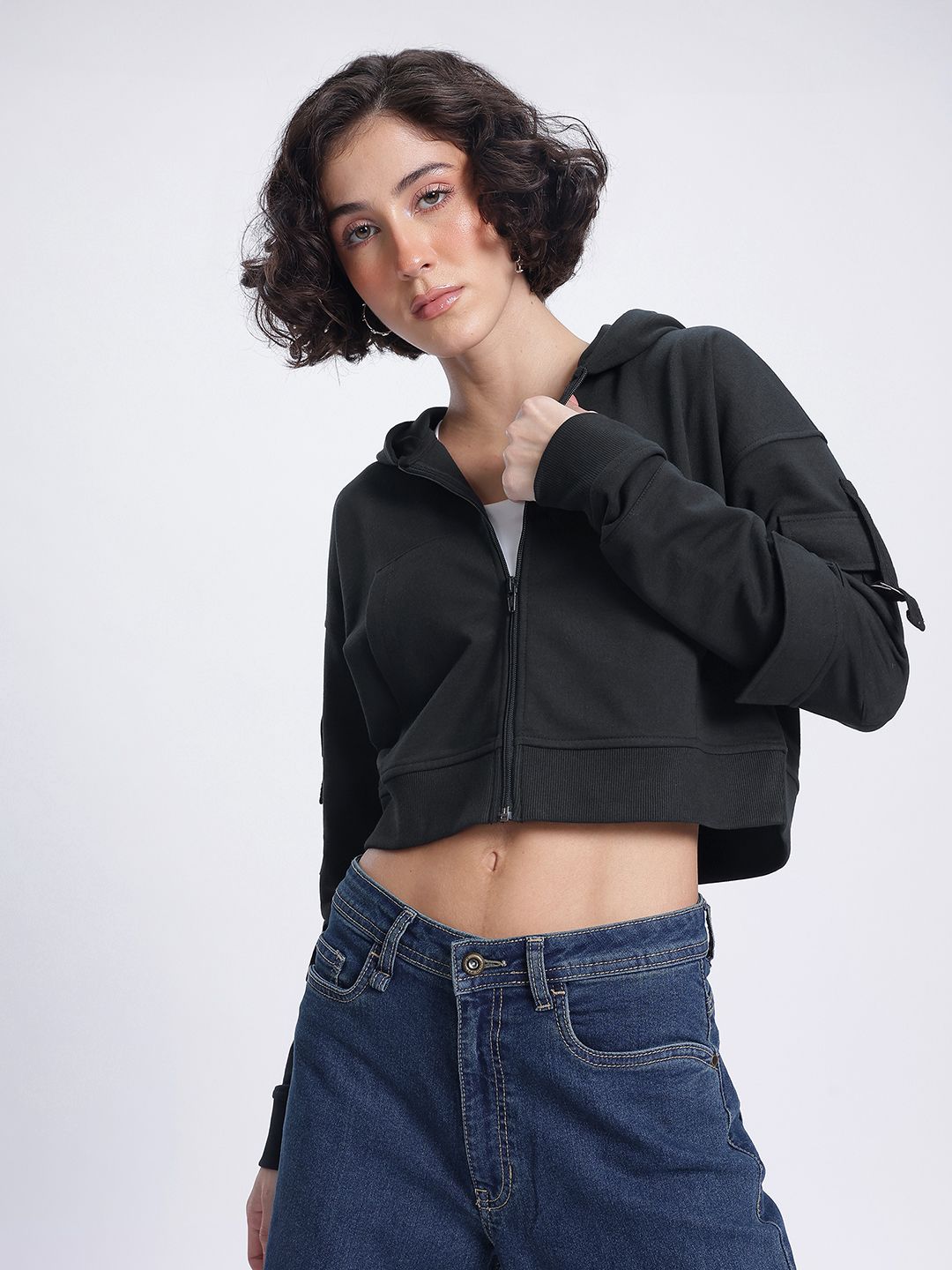 DressBerry Hooded Crop Sweatshirt