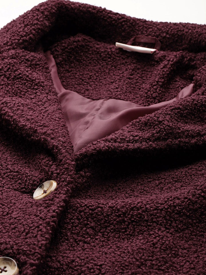 all about you Notched Lapel Sherpa Longline Overcoat