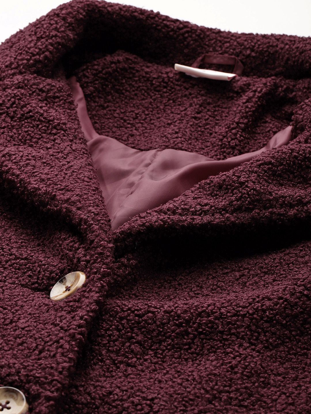 all about you Notched Lapel Sherpa Longline Overcoat