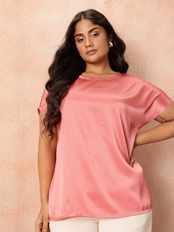 all about you Plus Size Extended Sleeves Sheen Satin-Finish Top