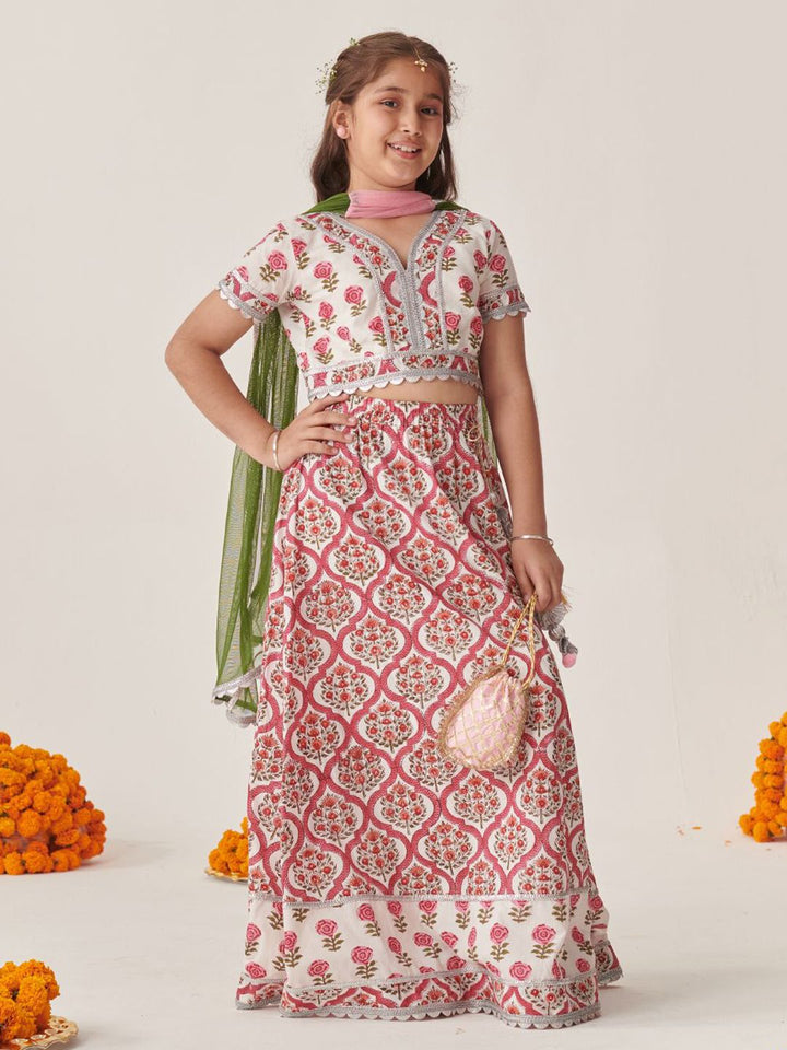 pspeaches Girls Printed Ready to Wear Lehenga Choli With Dupatta