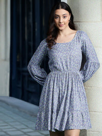DressBerry Floral Print Tiered A-Line Dress