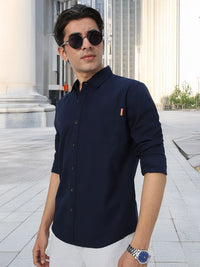 Urbano Fashion Men Spread Collar Solid Cotton Casual Shirt