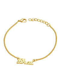 Voylla Gold-Toned Engraved with The Word 'Bhai' Rakhi Bracelet with Roli Chaawal Pack