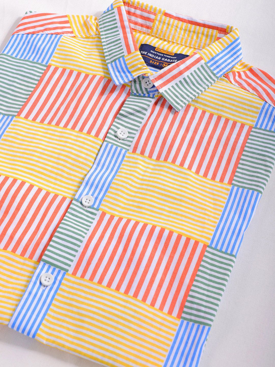 The Indian Garage Co Pure Cotton Slim Fit Multi Striped Casual Shirt
