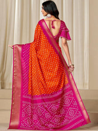 Kalini Women Dola Silk Bandhani Print Zari border Saree