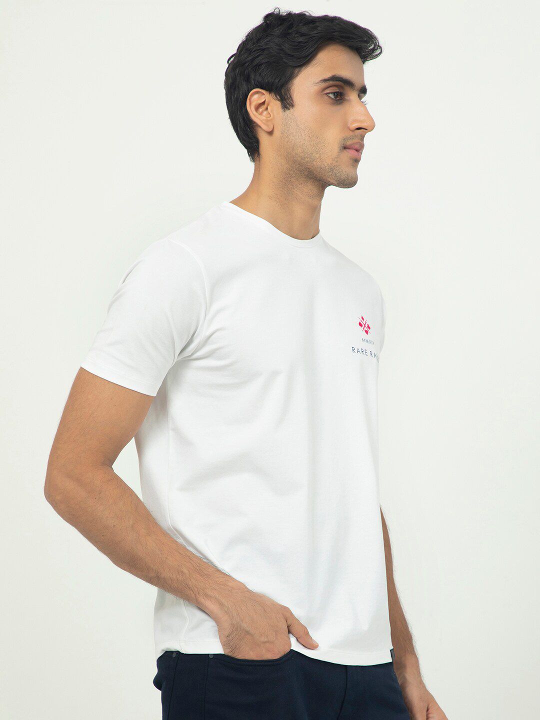 RARE RABBIT Men Castel Round Neck Slim Fit Cotton T-Shirt