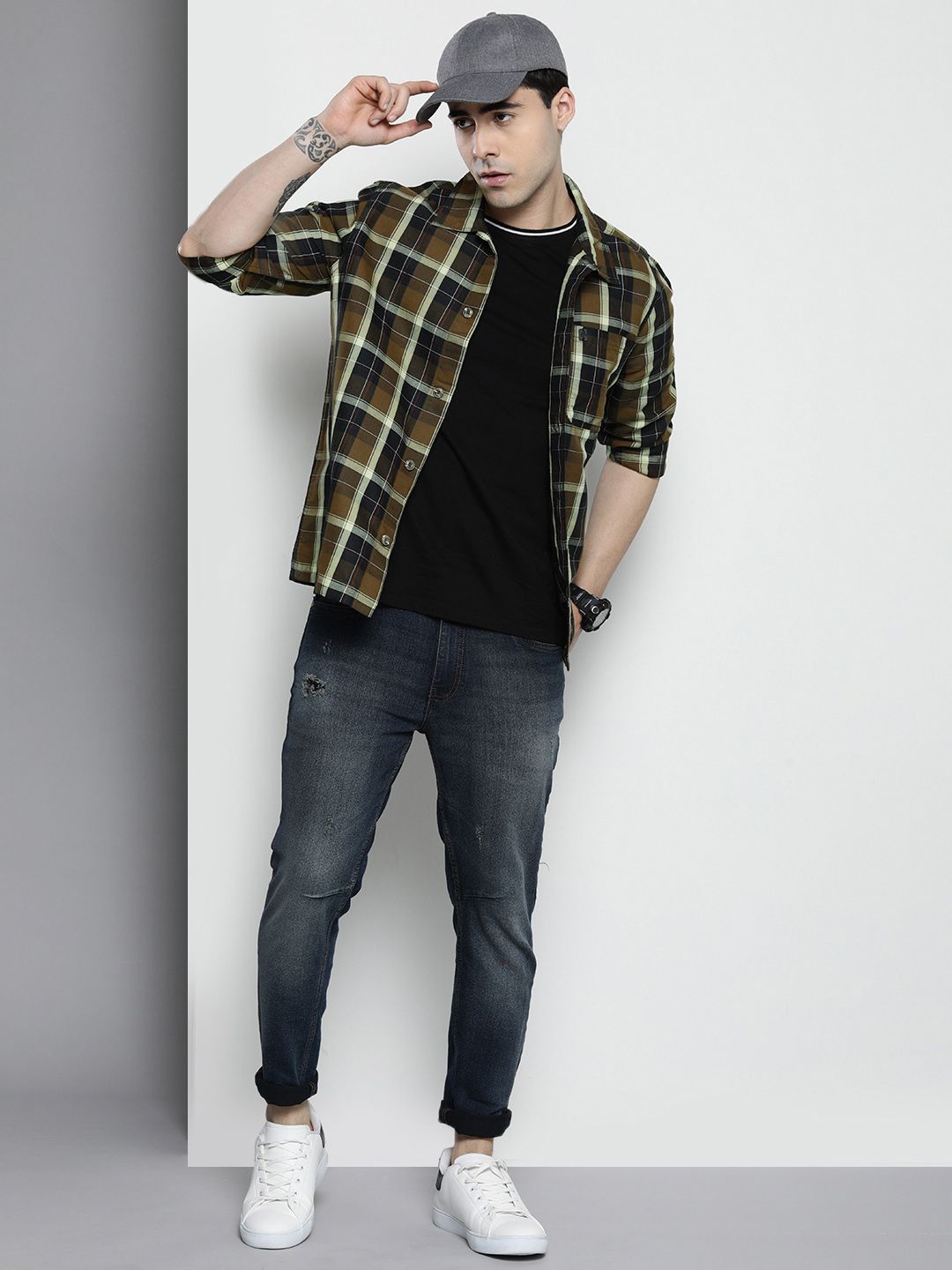 The Indian Garage Co Men Tartan Checked Casual Shirt
