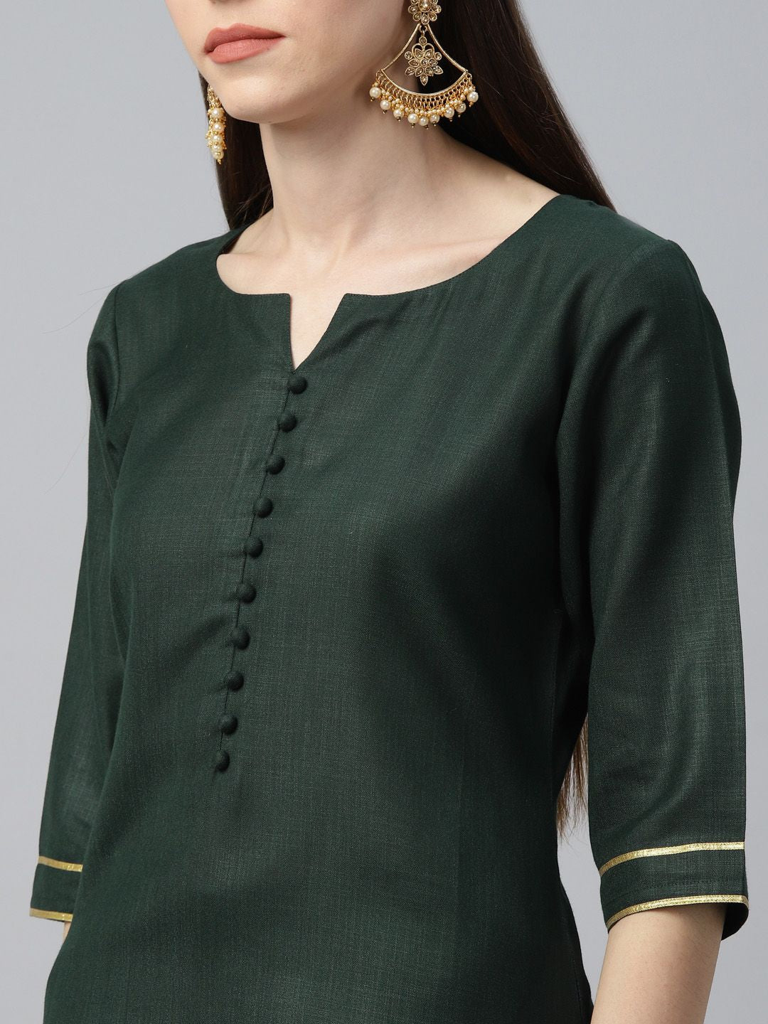 Libas Women Green Pure Cotton Kurta with Palazzos & With Dupatta