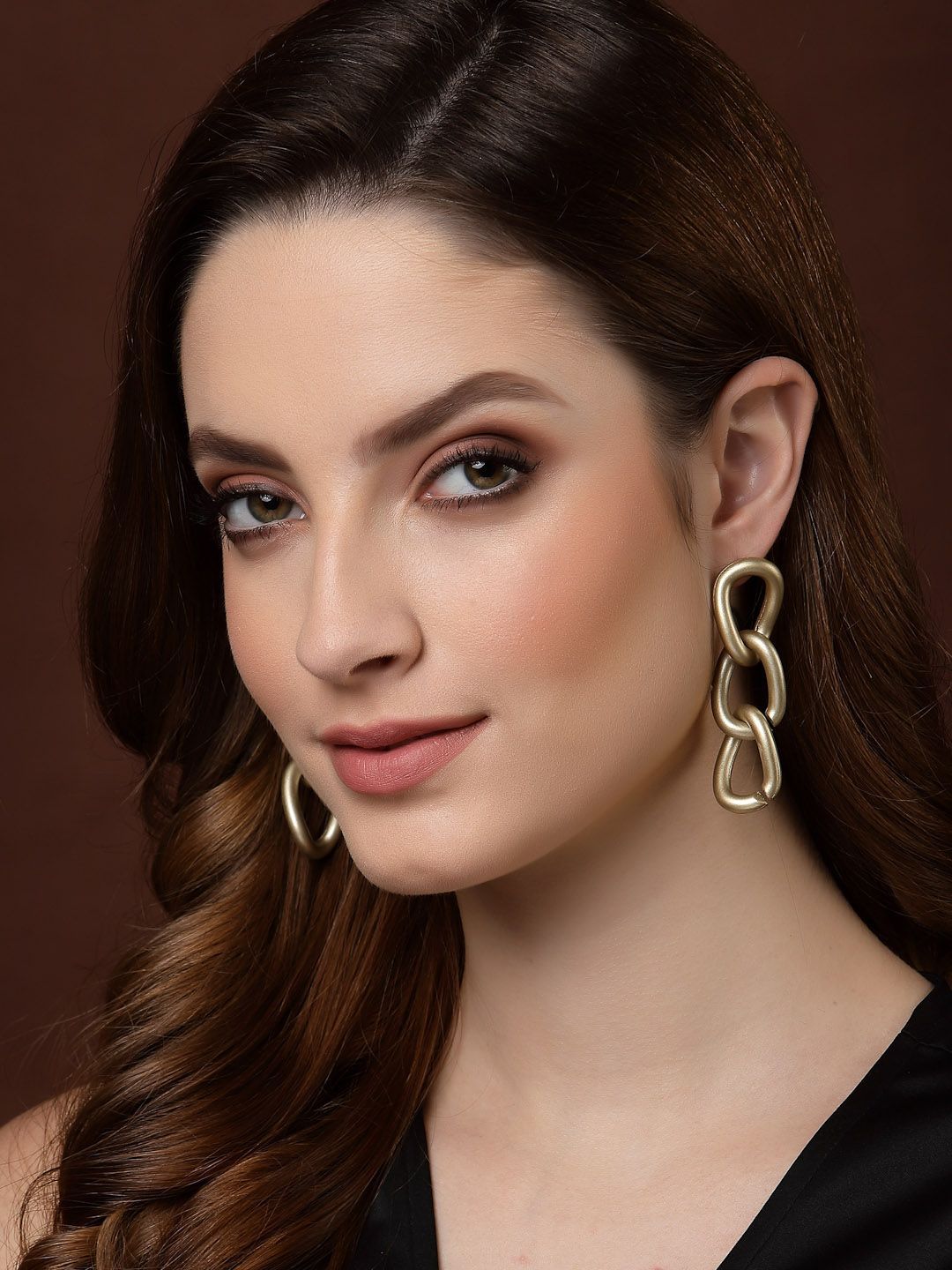 DressBerry Gold Plated Contemporary Drop Earrings