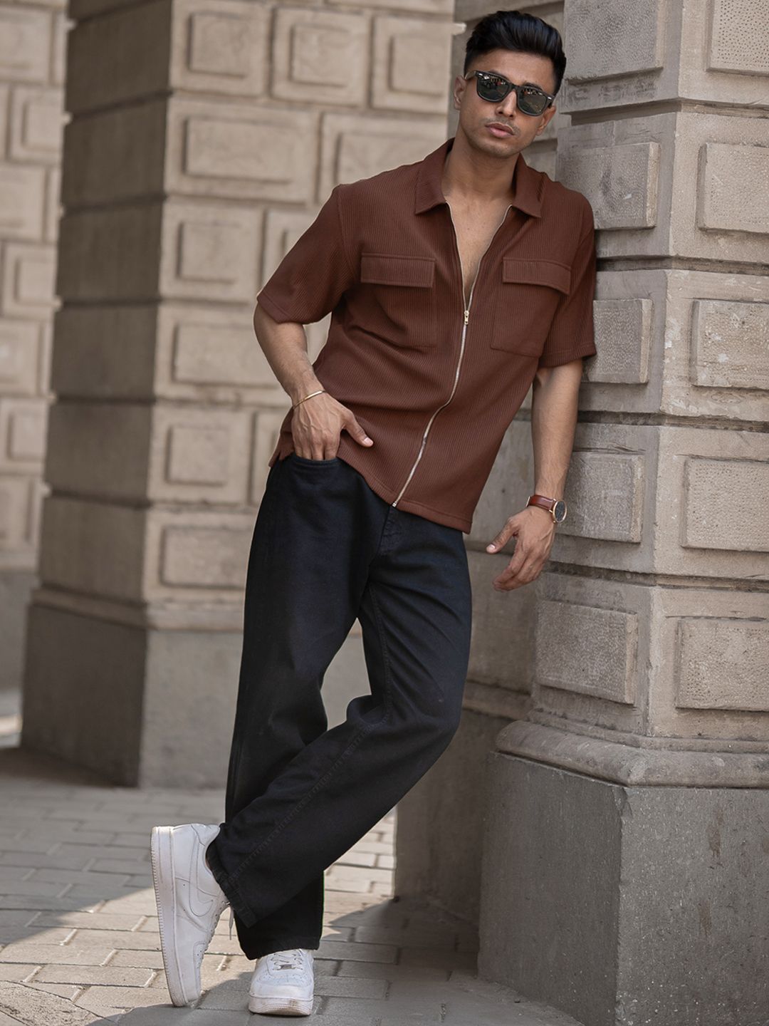 Powerlook Men Textured Oversized Casual Shirt