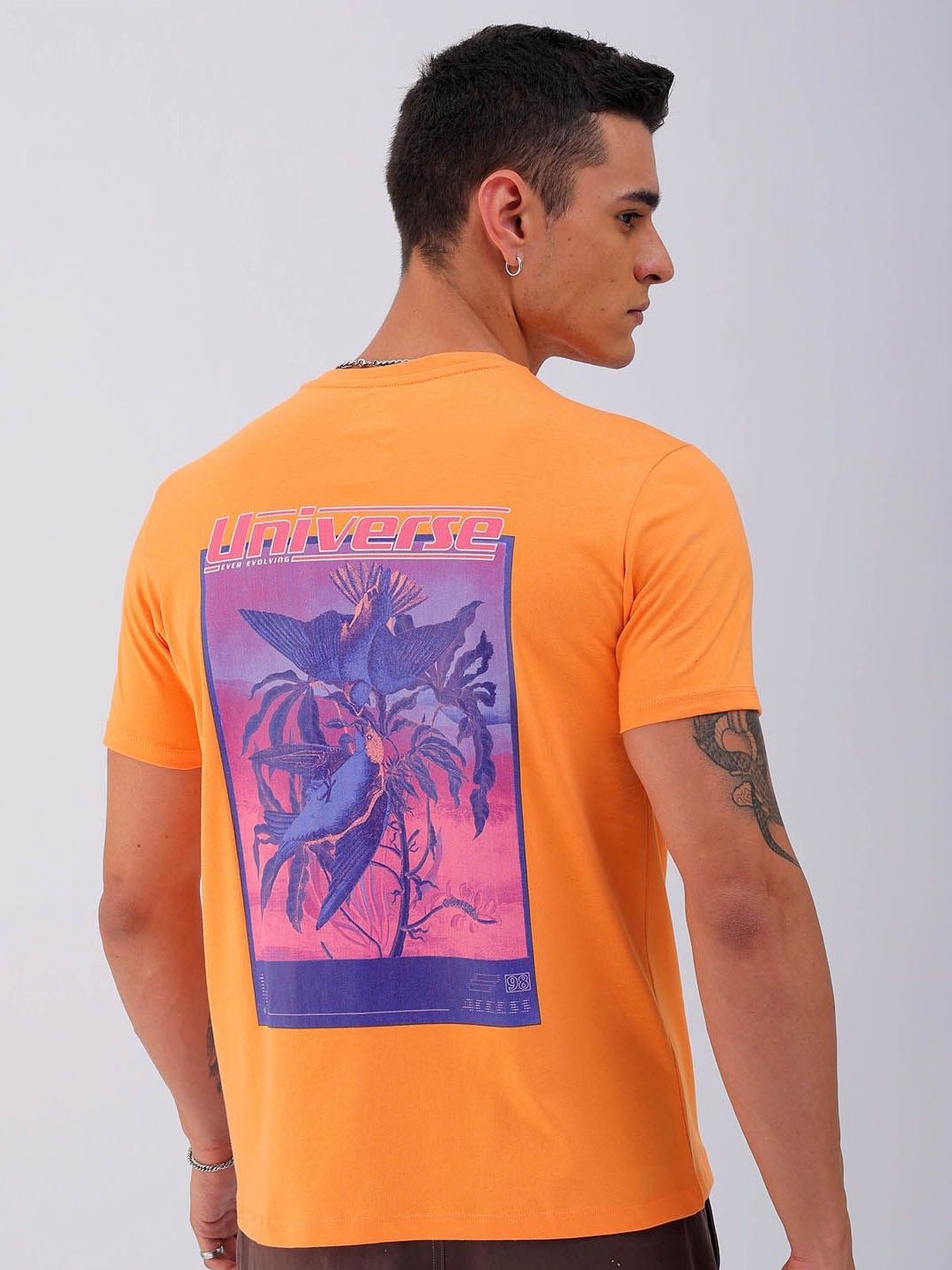 The Indian Garage Co Pure Cotton Graphic Printed Round Neck Slim Fit T-shirt
