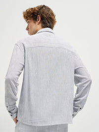 THE BEAR HOUSE Men Spread Collar Pinstripes Striped Casual Shirt