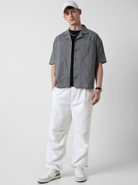 VASTRADO Men Classic Cuban Collar Solid Cotton Oversized Casual Shirt