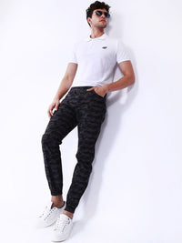 The Indian Garage Co Men Camouflage Printed Cotton Slim Fit Joggers Trousers