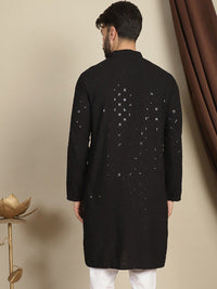 Anouk Ethnic Motifs Sequinned Pure Cotton Straight Kurta