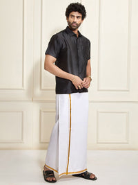 VASTRAMAY Shirt Collar Shirt With Veshti