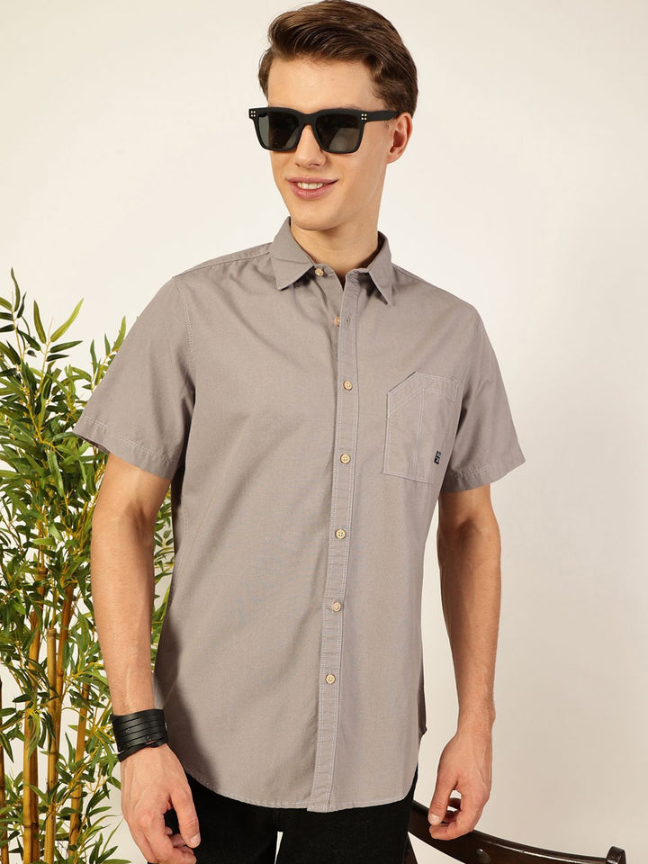 Thomas Scott Men Premium Cutaway Collar Solid Pure Cotton Slim Fit Casual Shirt