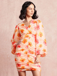 all about you Floral Print Puff Sleeve Sheath Dress