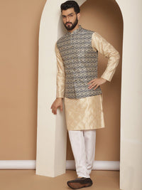 Anouk Embroidered Regular Kurta with Churidar & Nehru jacket