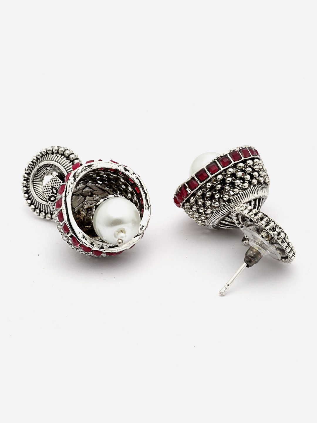 PANASH Mutiara Berbentuk Kubah Bersalut Perak & Jhumkas Beroksida Bertampal Batu