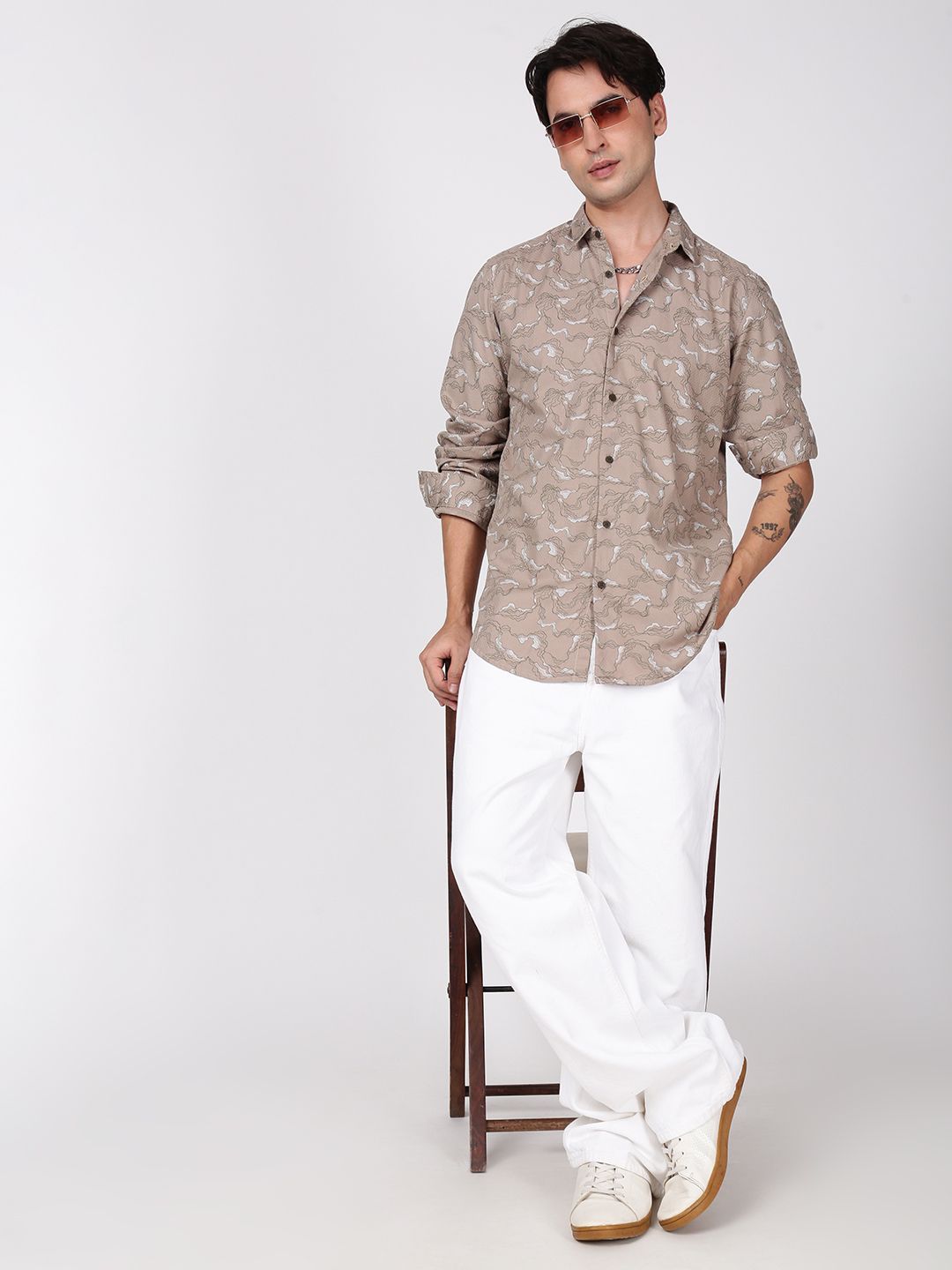 Bene Kleed Men Slim Fit Printed Casual Cotton Shirt