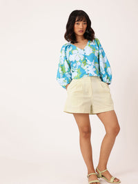 DressBerry Printed V-Neck Raglan Sleeves Top